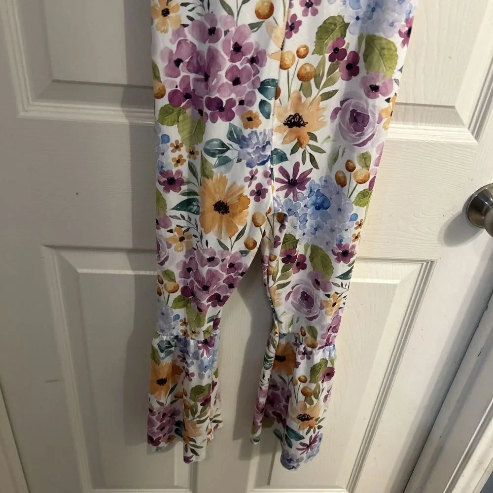 Pique Boutique Princess Line‎ Girls 10/12 Bellbottom Jumpsuit Floral